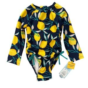 NWT Cat & Jack Lemon Print Swimsuit Sz 2T